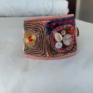 Boho Bracelet with colorful beads and lace